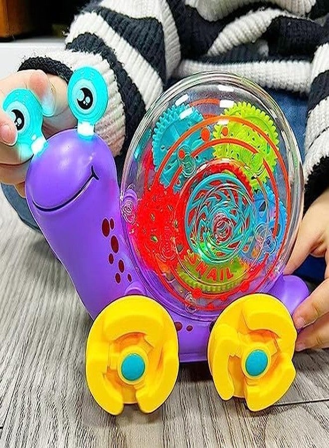 TEMSON 3D Flash Light Transparent Gear Snail Musical Toy with 360 Degree Rotate Bump & Go Animal Figure - Image 4
